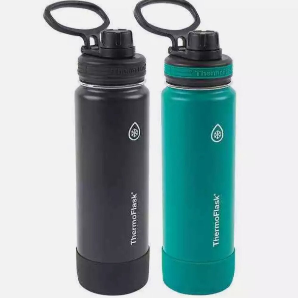 ThermoFlask Stainless Steel Vacuum Insulated Hot Cold Water Bottles 24 Oz 2-Pack